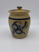 Vintage Cedar Swamp Stoneware Small Cobalt Blue Salt Glaze Sugar Jar w/ Lid picture