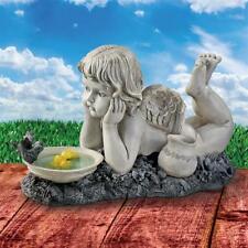 Baby Angel Cherub Lying By Birdbath Daydreaming Peaceful Boudoir Bath Statue picture
