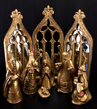 NATIVITY by JC PENNY - 7pc GOLD LEAF w/ JEWELS  & GOTHIC TRI-FOLD MIRROR - BOX picture