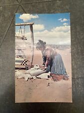 Vintage Native American Postcard ~ Grinding corn on metate ~ Navajo Reservation picture