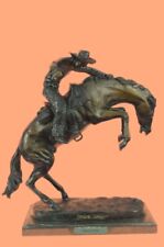 Signed Remington Famous Wooly Chaps Cowboy Horse Bronze Sculpture Deal Figure picture