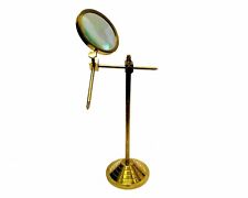 VINTAGE STYLE BRASS DESK TOP MAGNIFYING GLASS ADJUSTABLE VICTORIAN MAGNIFIER picture