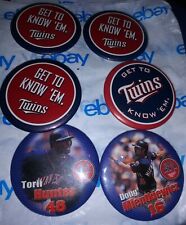 Vintage Minnesota TWINS Get to Know EM Torii Hunter Doug Mientkiewicz Button Lot picture