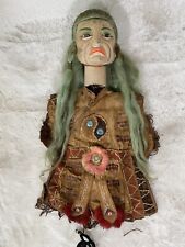 ANTIQUE OPERA PUPPET Chinese Theater Doll Wood Carved Green Hair picture