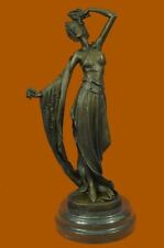 Bronze Sculpture Victorian Style Lady Holding Single Rose Flower Romantic Statue picture