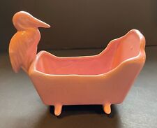 Vintage Haeger Pink Ceramic Stork Planter Pottery for Nursery Baby Gift 1950s picture