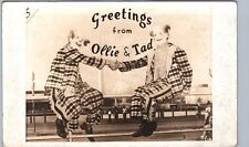 CIRCUS CLOWN PAIR ollie and tad real photo postcard rppc costume comedy picture