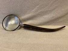 Large Antique Handheld Magnifying Glass With Brown Horn Handle 15” picture