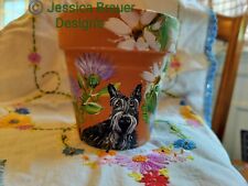  Hand Painted Scottish Terrier Beautiful Decorative Pot Scottie Dog  picture