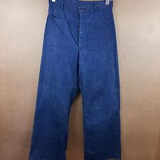 VTG 60s US Navy Denim Dungarees Flared Trousers 30x31 picture