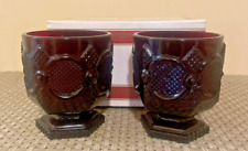 Avon 1876 Cape Cod Footed Tumbler Glasses Ruby Red 8 Oz VTG  Boxed Set Of 2 picture