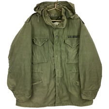 Vintage Us Army Military Field Coat Size Medium Green Packable Hood picture