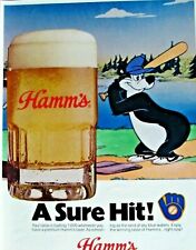 Hamm's Bear Score Big Baseball Hamm's Vintage 1980 Original Print Ad 8.5 x 11