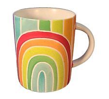 Sunny Day Rainbow Mug Anthropologie Stoneware  RAINBOWCORE BRIGHT COLORFUL CHEER picture