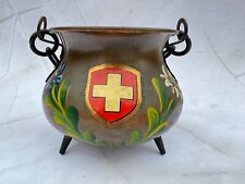 Vintage Hand Painted Hammered Copper Pot Cauldron Chateau d’Oex Switzerland picture