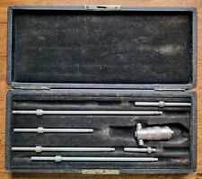 Vintage L. S. Starrett Inside Micrometer Set w/6 Rods & Box Machinist Tool USA picture