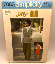Simplicity Pattern 7083 Jiffy 70's Pullover Jumper Vest Wide Pants Sz16 Bust 38 picture