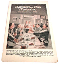 1926 B&O BALTIMORE & OHIO UNUSED COMPANY MAGAZINE THANKSGIVING POST CARD picture