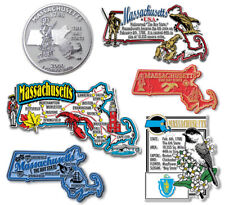 Massachusetts Six-Piece State Magnet Set by Classic Magnets, Includes 6 Designs picture