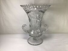 BB21 Vintage Antique Classic American Brilliant Cut Double Handle Urn Glass Vase picture