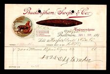 1894 Baltimore - Buckingham Swope Cigar Co - BEAUTIFUL  Ex RARE Letter Head bill picture