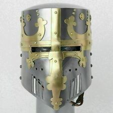Medieval Crusader Templar Brass Knight Armor Helm Cross Viking Designer Handmade picture