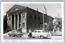 1950's RPPC BENICIA CALIFORNIA 1st CAPITOL BUILDING POLICE OFFICER POLICEMAN CAR picture