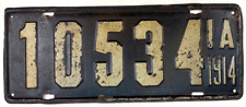 Vintage Iowa 1914 Old Auto License Plate Man Cave Garage Wall Decor Collector picture
