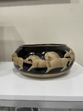 Jack Black Navajo Vintage Pottery Bowl Black Wild Horses Signed 1984 picture