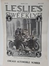 1909 Leslie's Illustrated Weekly Chicago Automobile Number Cover Woman Pigeons picture