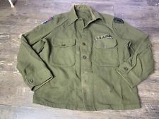 Vintage Militar Army Wool Shirt Women’s Green Button Up Long Sleeve  picture