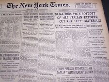 1935 OCT 20 NEW YORK TIMES - 50 NATIONS VOTE BOYCOTT OF ITALIAN EXPORTS- NT 4899 picture