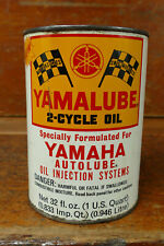 Vintage Yamaha Motorcycles Yamalube 2 Cycle Motor Oil Metal Quart Oil Can Empty picture