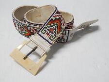 ANTIQUE VINTAGE EASTERN SIOUX PLAINS INDIAN BEADED BELT  - GREAT OLD BUCKLE picture