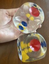 Vintage Pop Art Large Lucite Dice Pair Paperweights MCM 70s HUGE & HEAVY Groovy picture