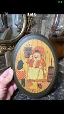 Vintage 1960’s, Lady With Apron Wall Hanging Plaque  picture