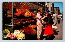 San Francisco CA-California, Street Flower Vendors, Souvenir Vintage Postcard picture