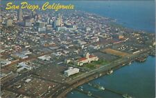 San Diego California birds eye view aerial postcard E787 picture