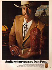 1981 Dan Post Boots - Fancy Cowboy Serious Face Smile When Say - Print Ad Photo picture