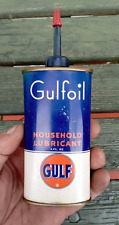 Nice Vintage GULFOIL  Gulf Household Lubricant Tin Oil Can - picture
