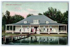 1909 Bass Lake Country Club Truss Bridge Guests View Bass Lake Indiana Postcard picture