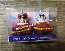 Miniature 3 Piece Coronation Set Crowns Regalia Austrian Crystal Great Britain picture