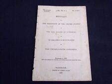 1837 MESSAGE FROM THE PRESIDENT OF THE UNITED STATES - 25TH CONGRESS - J 9004 picture