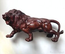 Natural Rosewood Carved Lion Statue Animal Sculpture Decor picture