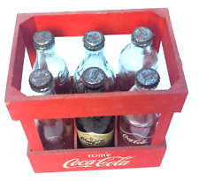 Vintage Coca-Cola Wooden Crate with 6 Historic 120th Anniversary Bottles picture