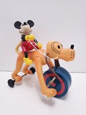 WALT DISNEY SCHYLLING TOYS MICKEY MOUSE RIDING PLUTO WIND UP TOY VINTAGE Works picture