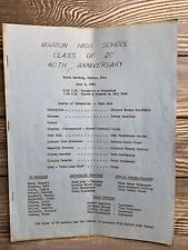 Vintage Souvenir Program Marion High School Class Of 1920 40th Reunion June 1960 picture