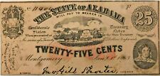 RARE The State of Alabama - Twenty Five Cents Currency Note - RRALA25 picture
