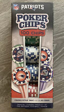 🏈 New England Patriots 100-Piece Poker Chips 11.5g w/ Chip Tray NFL Pats picture