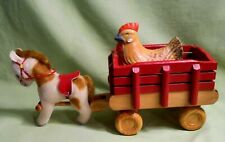 Vintage German Steiff Horse Pulling Wooden Easter Wagon with Hen picture